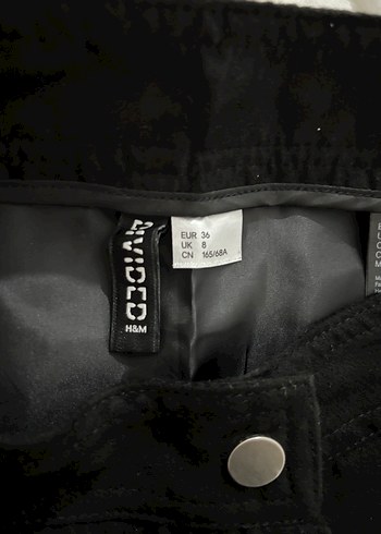 H&M Düğmeli Siyah Süet Mini Etek - Görsel 5