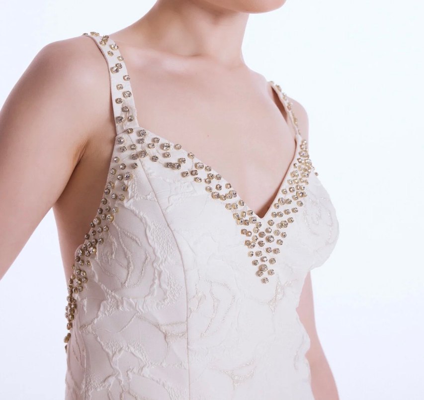 Dantel İşlemeli Beyaz Mini Elbise - Görsel 2