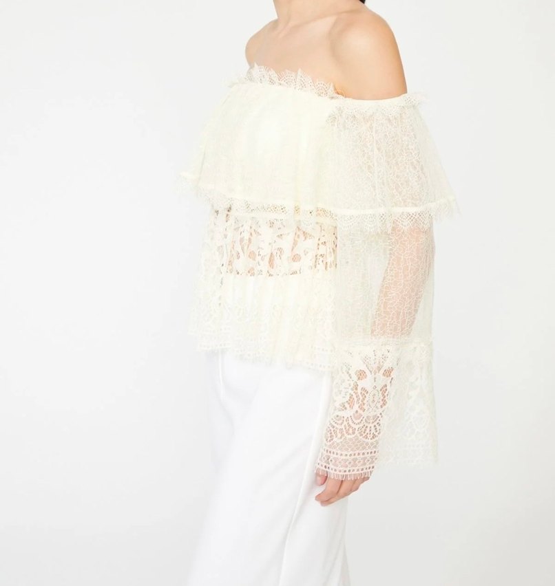 Beyaz Straplez Midi Bohem Bluz - Görsel 5