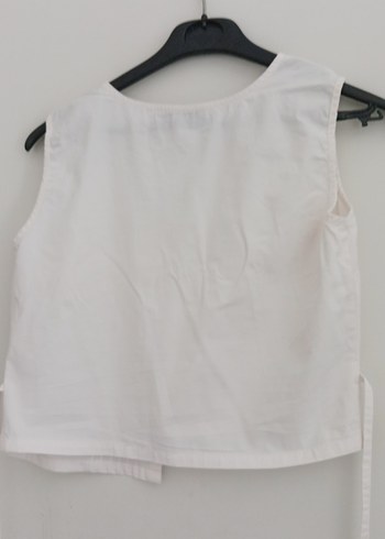 Düğmeli Beyaz Pamuklu Kadın Yelek - Görsel 2