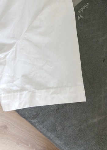 Düğmeli Beyaz Keten Kısa Kollu Kadın Gömlek - Görsel 7