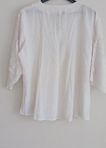 Pamuklu Beyaz V Yaka Bohem Bluz - Görsel 4