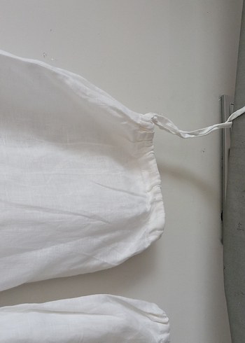 Beyaz Keten Pantolon - Görsel 4