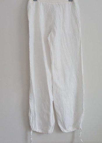 Beyaz Keten Pantolon - Görsel 3