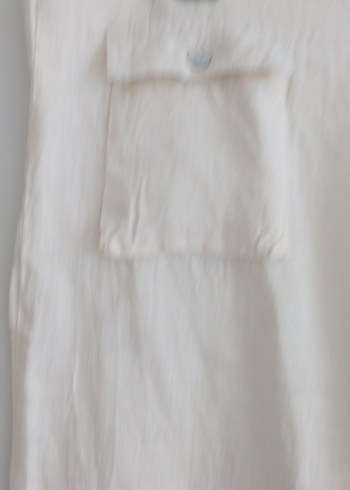 Beyaz Keten Kadın Pantolon - Görsel 3