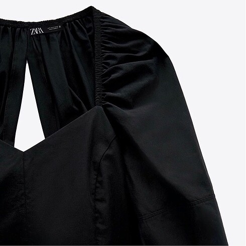 xs Beden siyah Renk Zara Poplin Crop Top