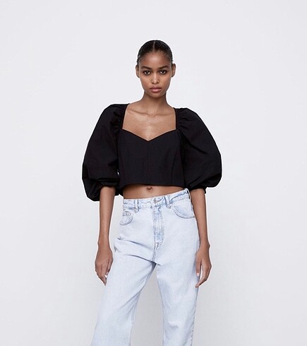 Zara Poplin Crop Top