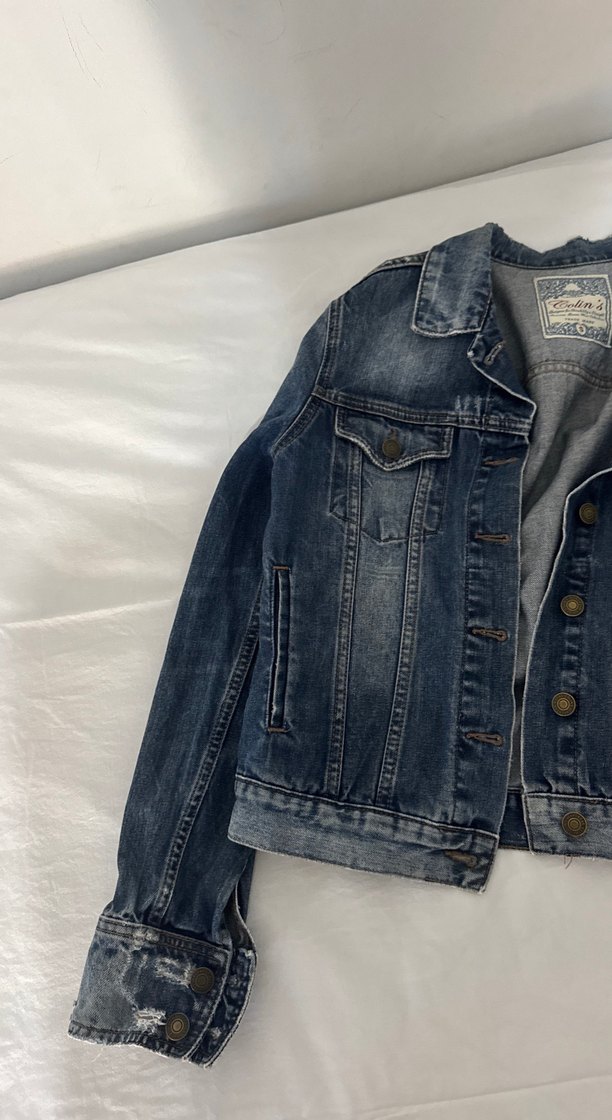 Düğmeli Mavi Denim Kadın Ceket - Görsel 3