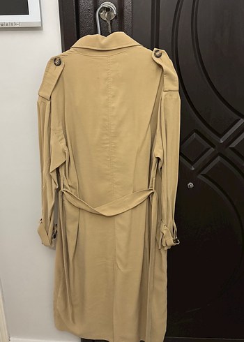 Bej Düğmeli Midi Kadın Trençkot - Görsel 5