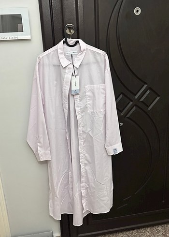 Kadın Beyaz Pamuklu Uzun Kollu Midi Gömlek - Görsel 5