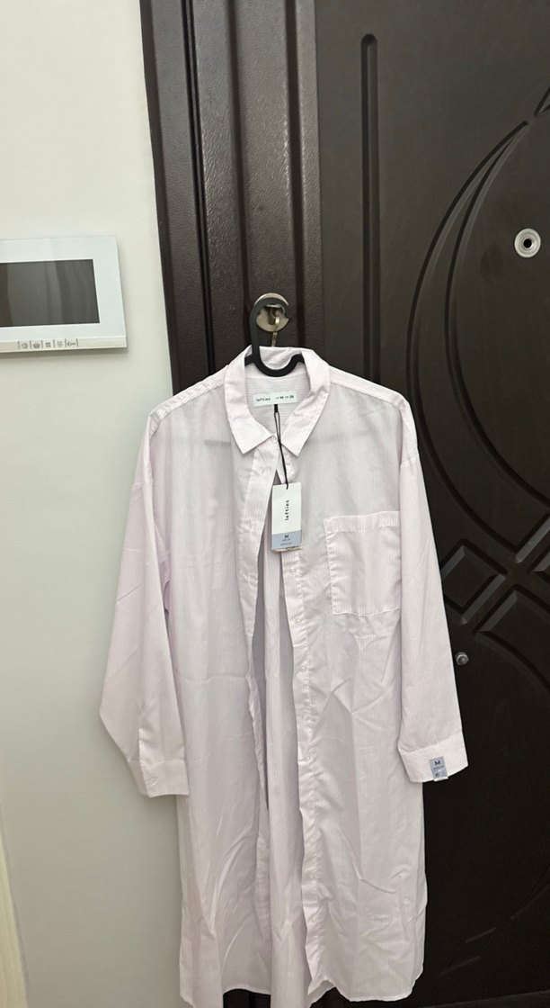 Kadın Beyaz Pamuklu Uzun Kollu Midi Gömlek - Görsel 4