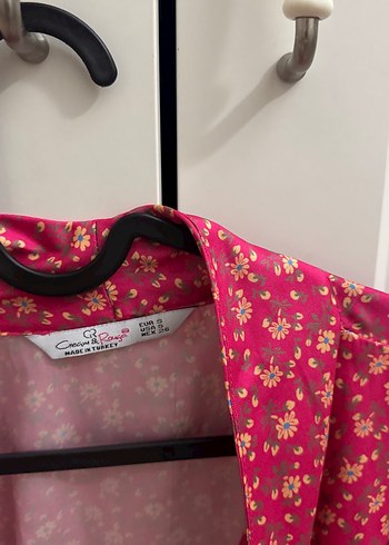 Pembe Midi Bohem Uzun Kollu Kadın Elbise - Görsel 3