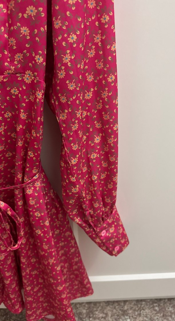 Pembe Midi Bohem Uzun Kollu Kadın Elbise - Görsel 5