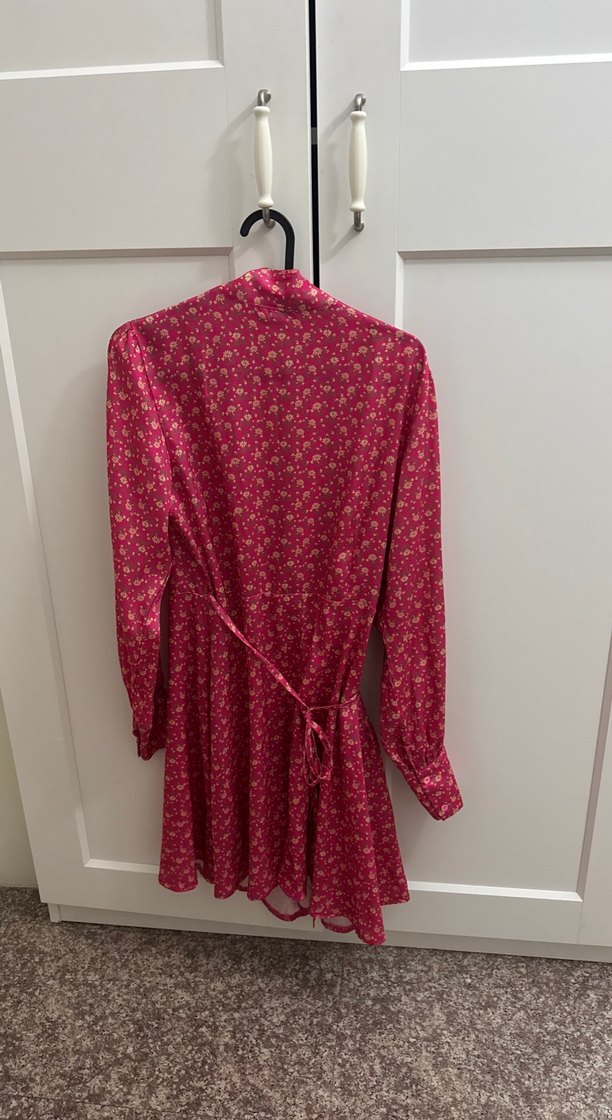 Pembe Midi Bohem Uzun Kollu Kadın Elbise - Görsel 4