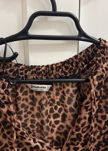 Kahverengi Leopar Desenli Uzun Kollu Midi Elbise - Görsel 3