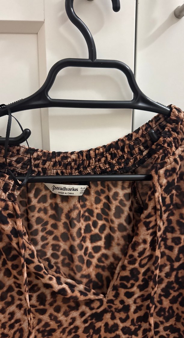 Kahverengi Leopar Desenli Uzun Kollu Midi Elbise - Görsel 3