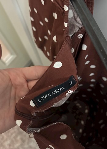 Kahverengi Puantiyeli Midi Kadın Elbise - Görsel 5