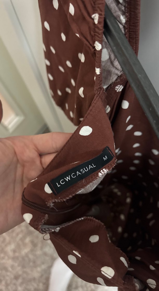 Kahverengi Puantiyeli Midi Kadın Elbise - Görsel 5