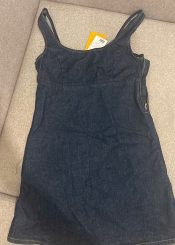 h&m Lacivert Denim Mini Elbise