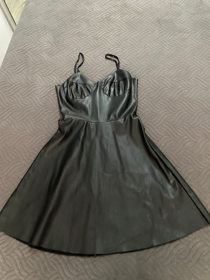 Siyah Gotik Midi Strappy Elbise - Görsel 2