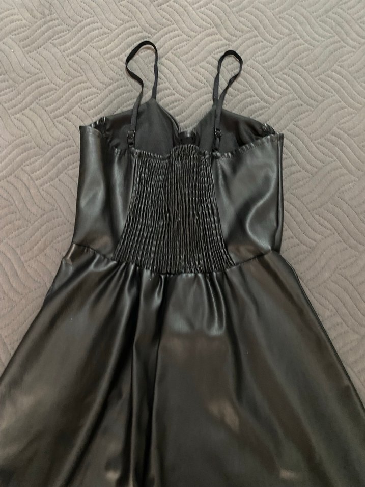Siyah Gotik Midi Strappy Elbise - Görsel 3