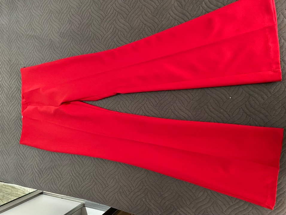 kırmızı ispanyol paça pantolon - Görsel 3