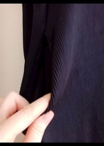 Siyah-Beyaz Pilili Uzun Kadın Elbise - Görsel 8