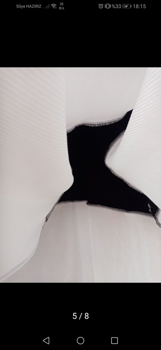 Siyah-Beyaz Pilili Uzun Kadın Elbise - Görsel 2