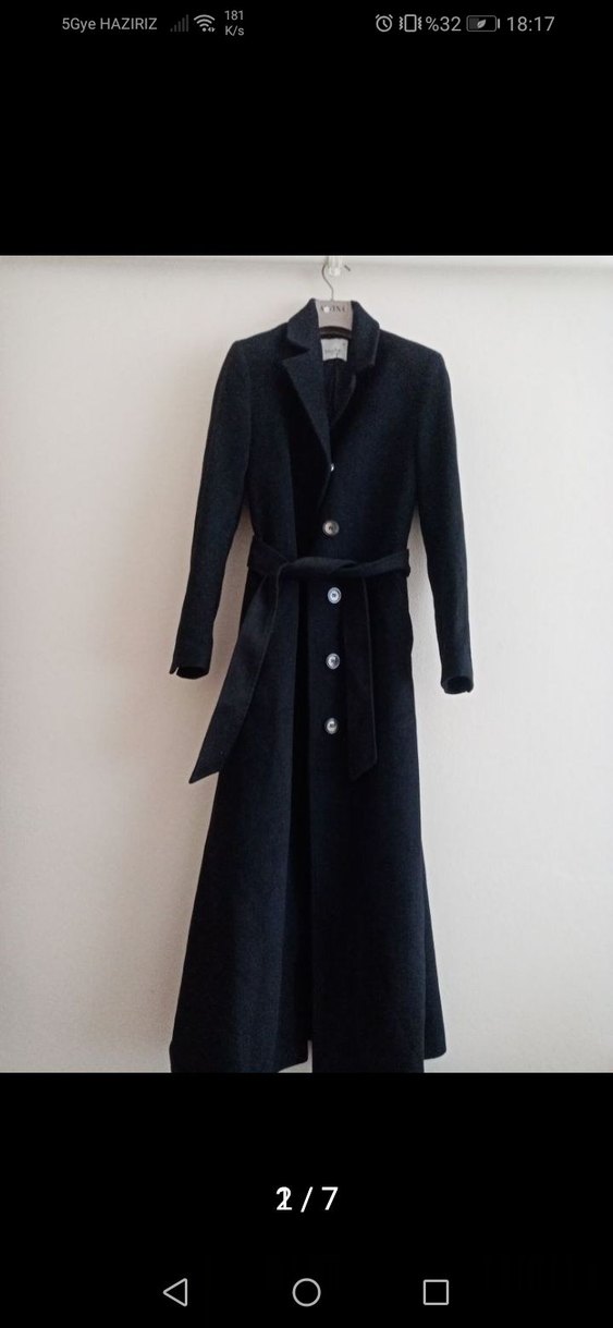 Kemerli Siyah Kadın Kaban - Görsel 2