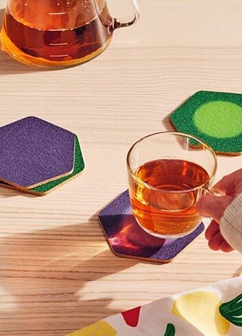 TABBERAS yeşil-lila 10x10 cm bardak altlığı