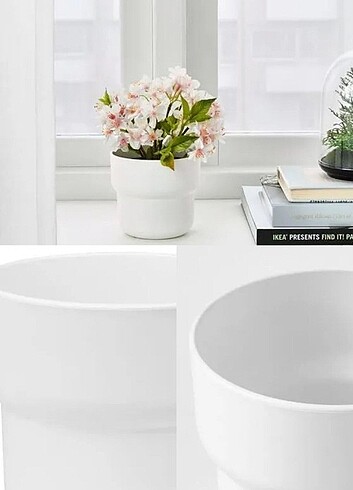 FÖRENLIG beyaz 9 cm plastik saksı 