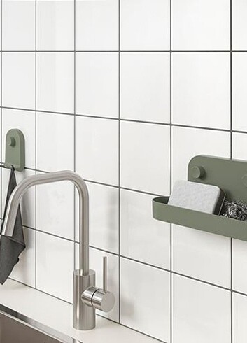 Ikea ÖBONÄS gri-yeşil 7x11 cm vantuzlu kanca