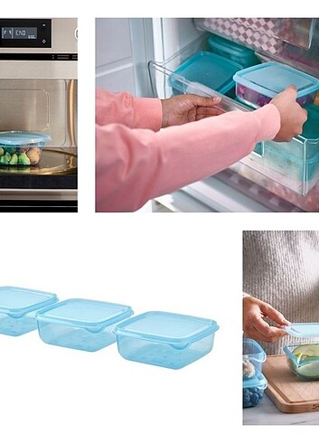 PRUTA mavi 0,6 lt plastik saklama kabı seti