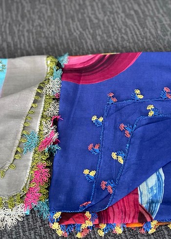 Çok Renkli Dantel Detaylı Bohem Kadın Fular - Görsel 8