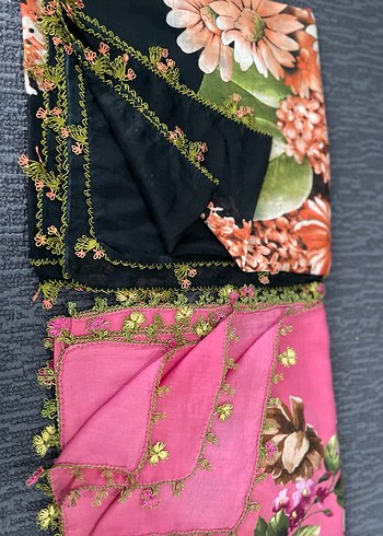 Çok Renkli Dantel Detaylı Bohem Kadın Fular - Görsel 20