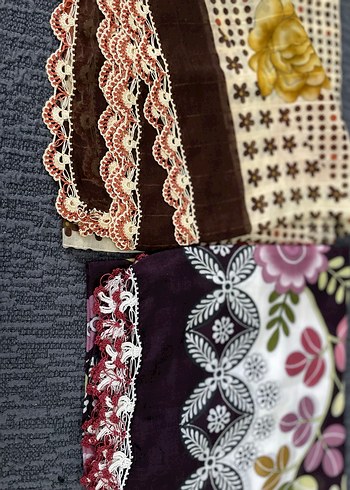 Çok Renkli Dantel Detaylı Bohem Kadın Fular - Görsel 17