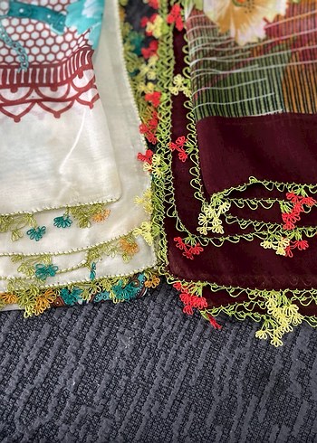 Çok Renkli Dantel Detaylı Bohem Kadın Fular - Görsel 14