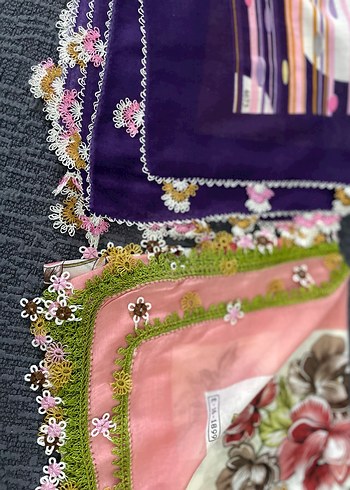 Çok Renkli Dantel Detaylı Bohem Kadın Fular - Görsel 12