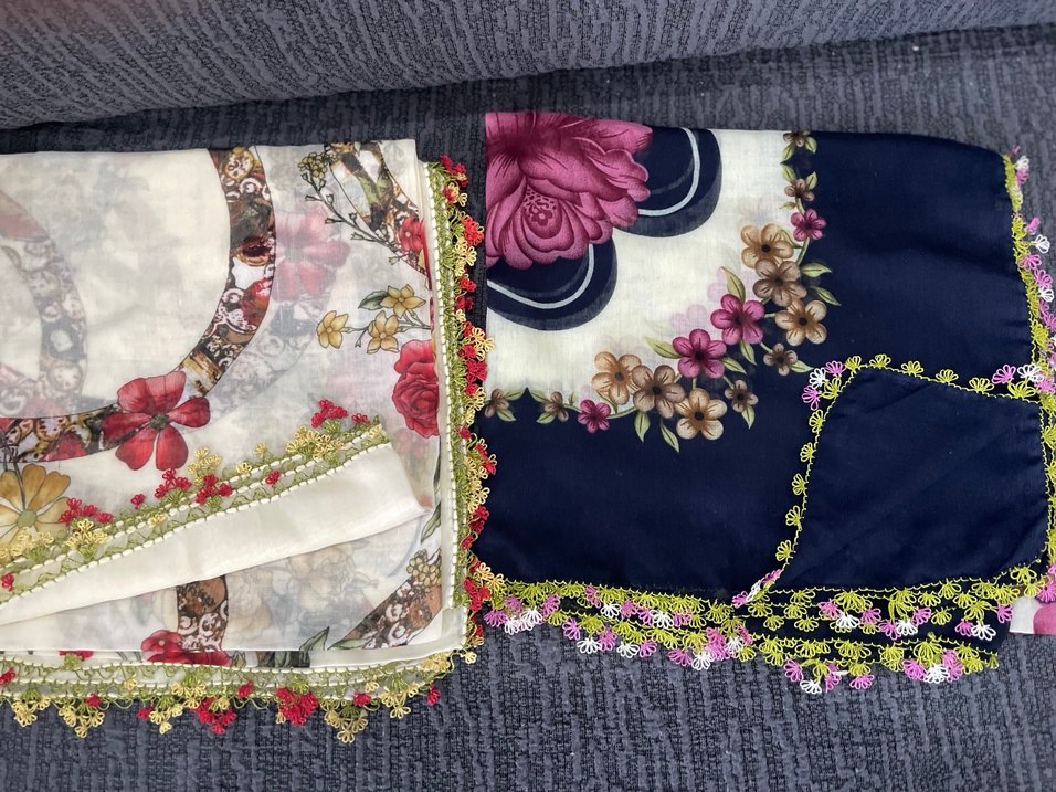 Çok Renkli Dantel Detaylı Bohem Kadın Fular - Görsel 4