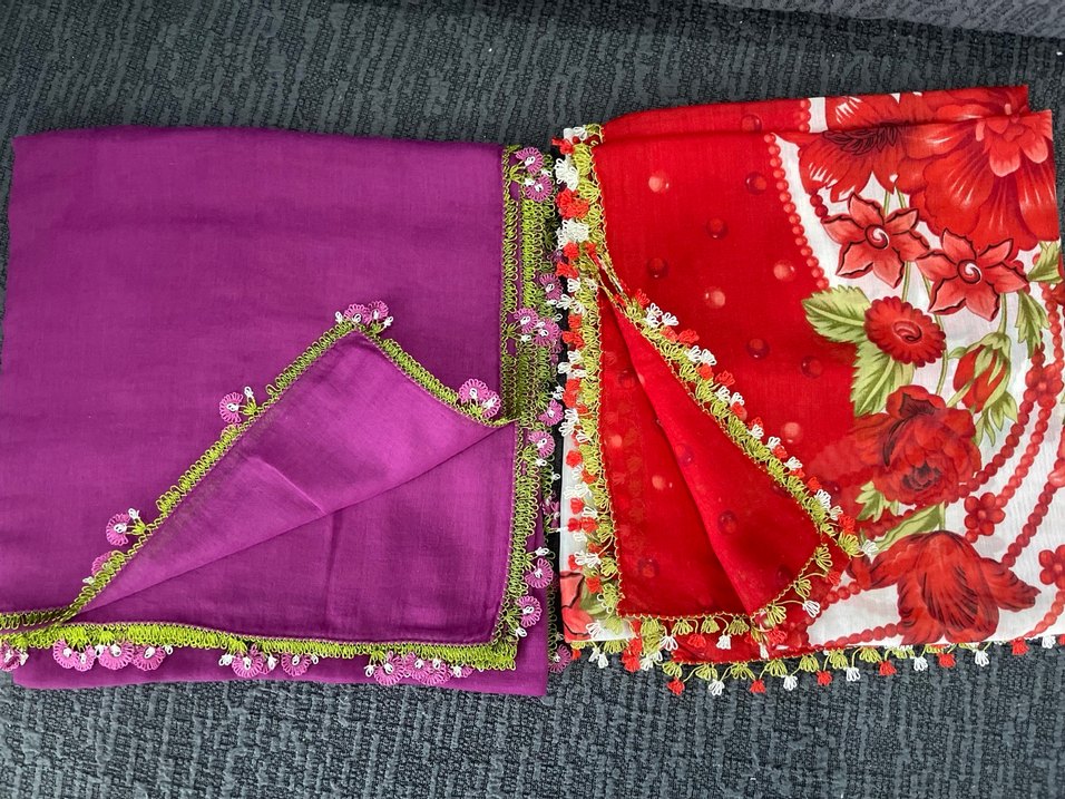 Çok Renkli Dantel Detaylı Bohem Kadın Fular - Görsel 2