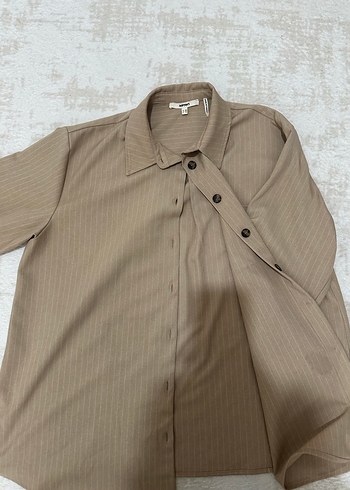 Bej Düğmeli Uzun Kollu Gömlek - Görsel 3