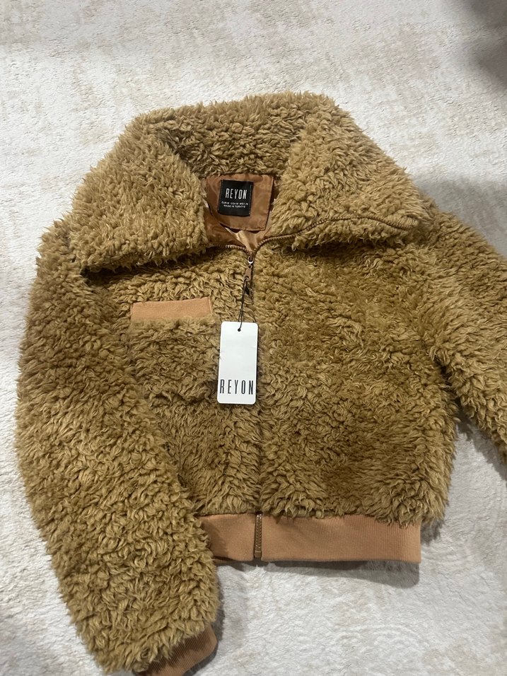 Kahverengi Peluş Kadın Ceket - Görsel 2