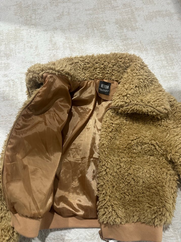 Kahverengi Peluş Kadın Ceket - Görsel 4