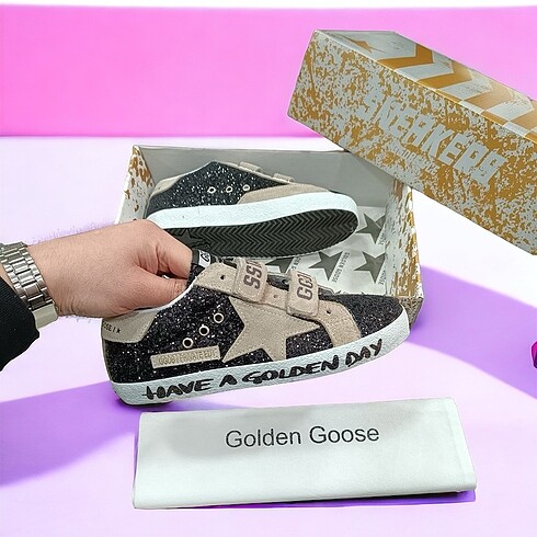 41 Beden GOLDEN GOOSE DELUXE BRAND - BLACK SILVERY BEIGE VELVET