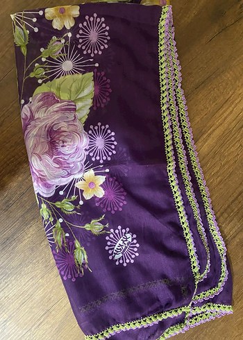 Mor Bohem Çiçek Desenli Kadın yazma - Görsel 3