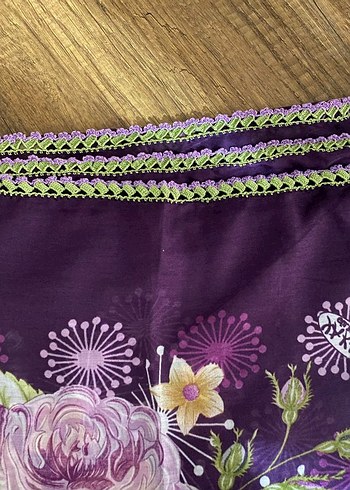 Mor Bohem Çiçek Desenli Kadın yazma - Görsel 4