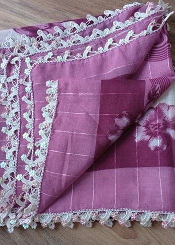 Dantel Detaylı Mor Kadın yazma - Görsel 4