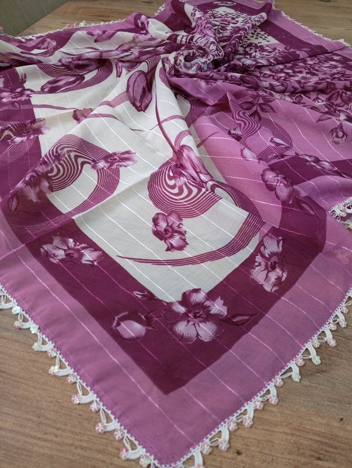 Dantel Detaylı Mor Kadın yazma - Görsel 2