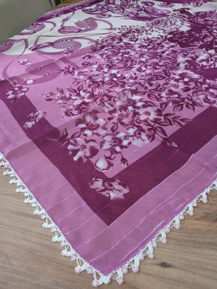 Dantel Detaylı Mor Kadın yazma - Görsel 3