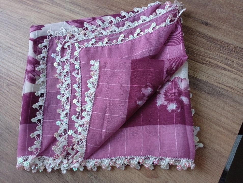 Dantel Detaylı Mor Kadın yazma - Görsel 4